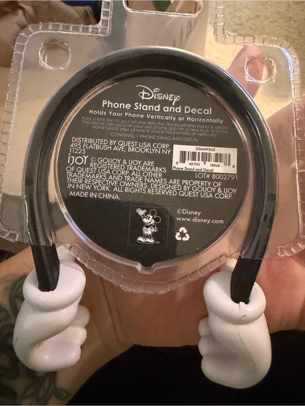 Disney Phone Stand with White Mickey Glove Hands and Red Mickey Decal - Picture 2 of 2